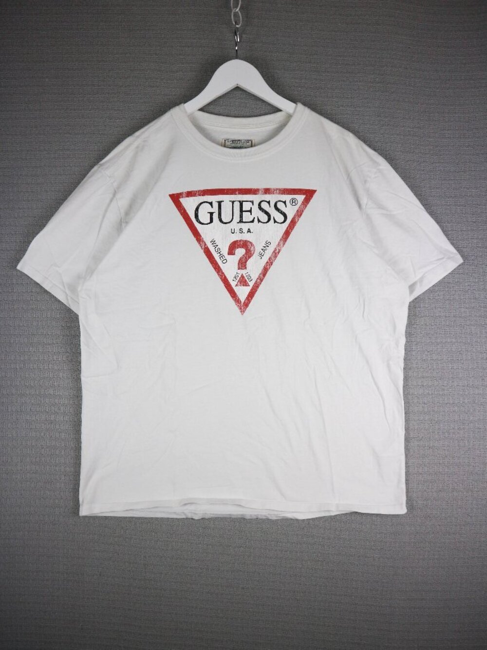 Guess Jeans Classic Logo Cotton White Tee Mens Large Vintage Y2K